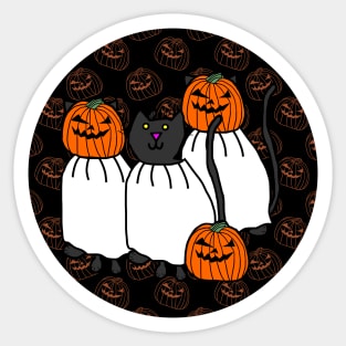 Halloween Cats in Horror Pumpkin Head Costumes Sticker